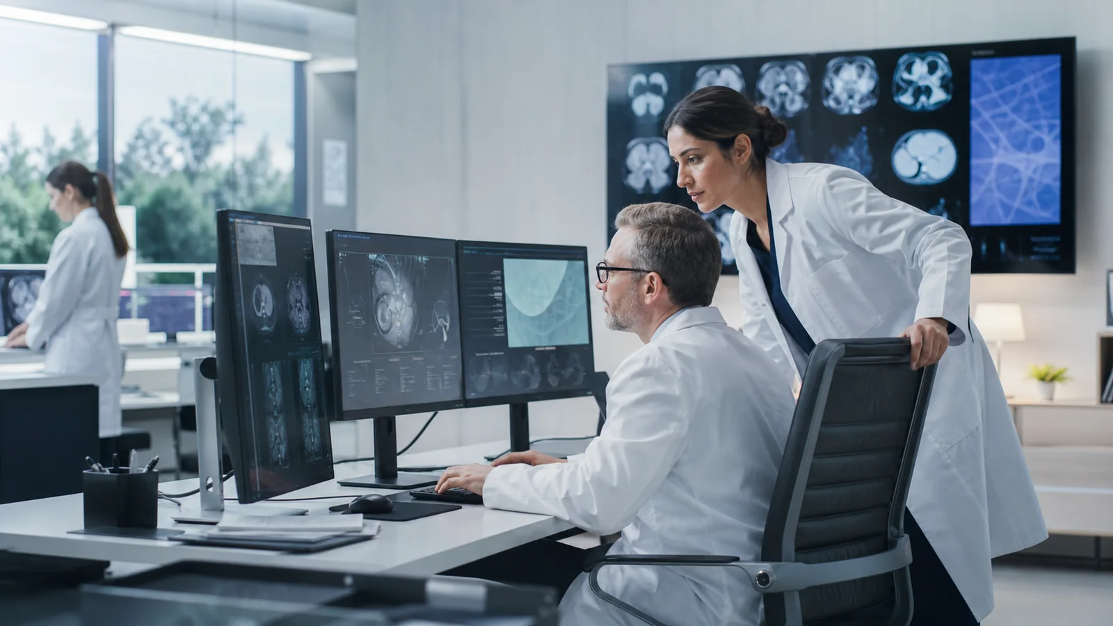 Clinicians evaluating a modern technology-enabled clinical workflow