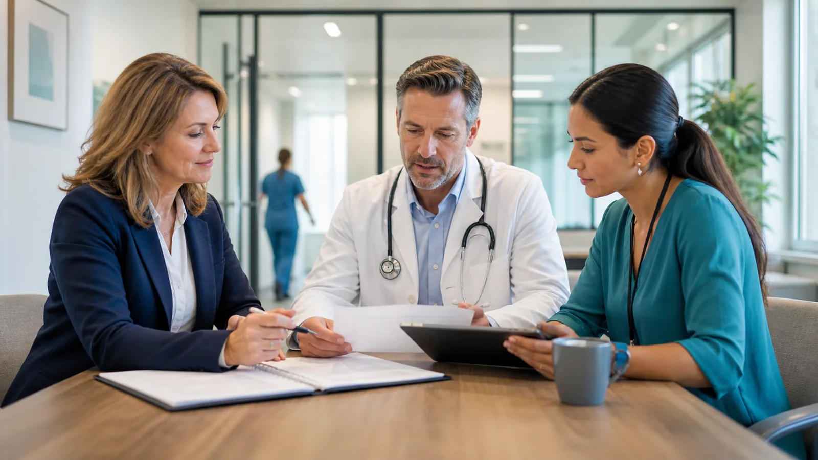 Healthcare leaders reviewing policies, evidence, and operational safeguards
