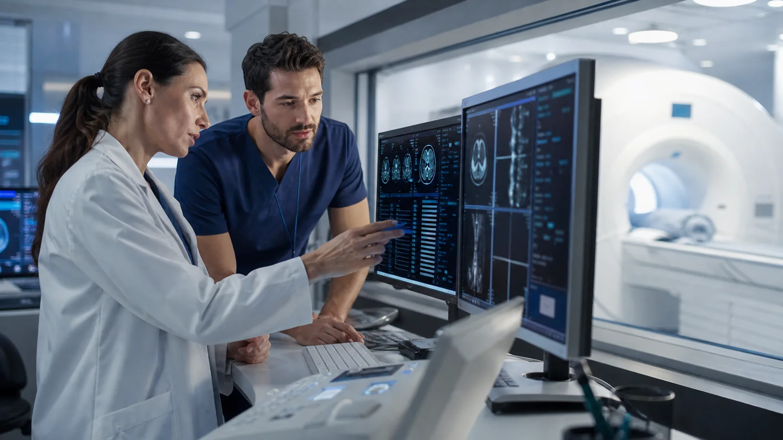 Specialty clinic professionals validating a diagnostic technology workflow