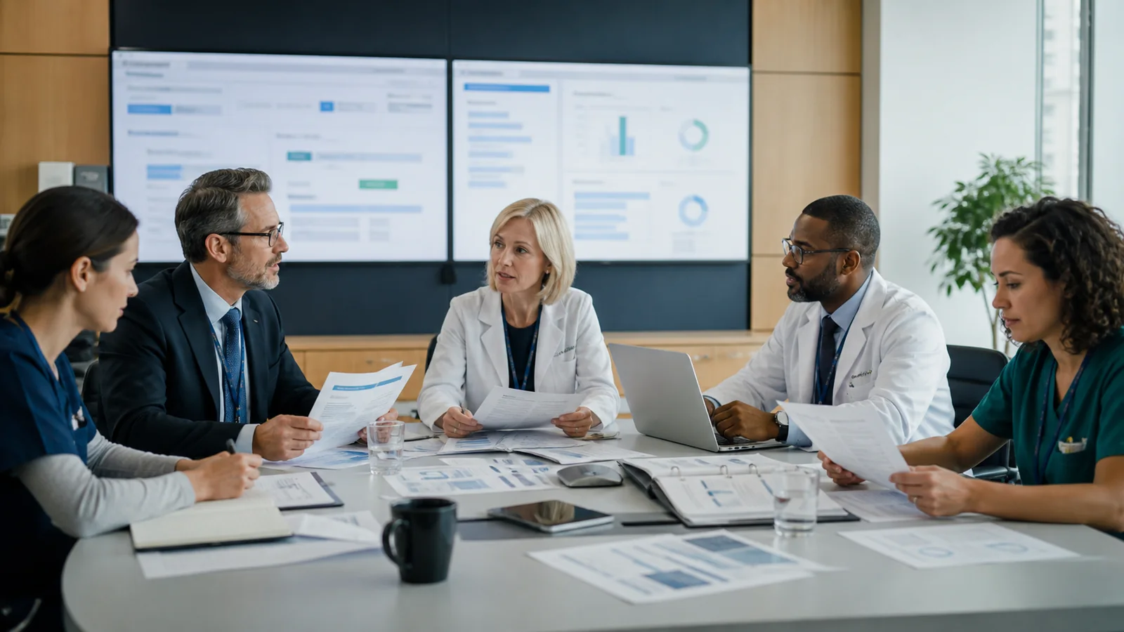 A healthcare governance committee conducting an evidence review